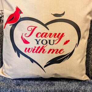 Cardinal 18x18 inch Pillow Cover, Sympathy Gift, Cardinals, Handmade